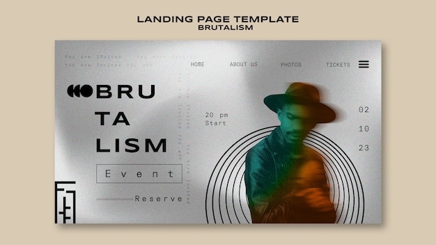 PSD landing page template in brutalism style