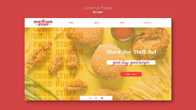 Landing page template for burger diner