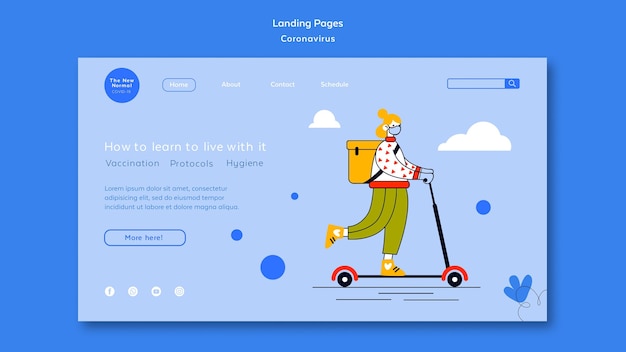 Landing page template for coronavirus new normal lifestyle