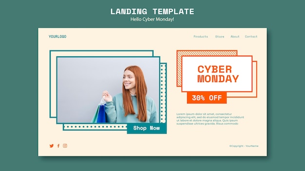 PSD landing page template for cyber monday clearance