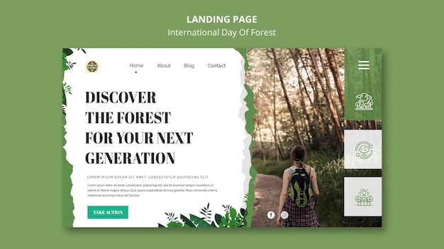 Landing page template for day of forest with nature