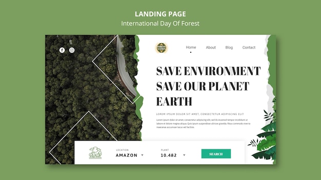 Landing page template for day of forest with nature