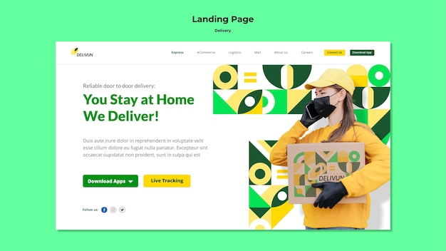 Landing page template for delivery company