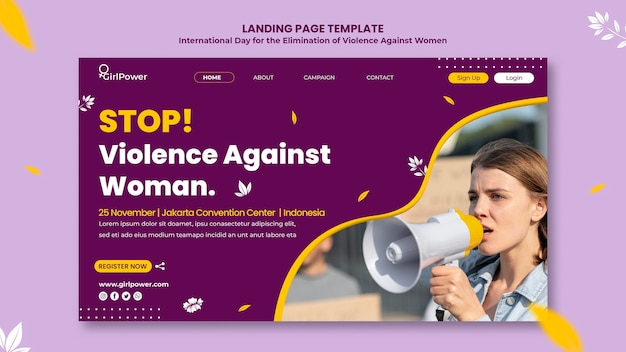 PSD landing page template for elimination of violence against women