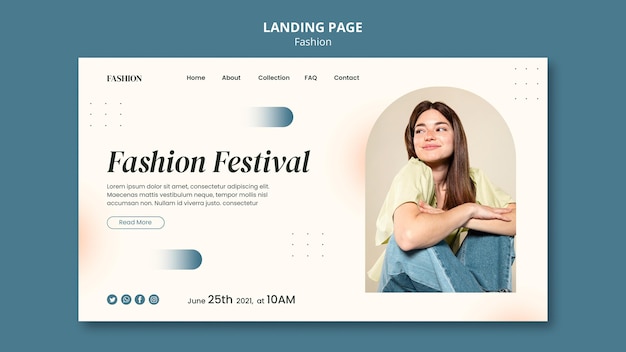 Landing page template for fashion style and clothing with woman