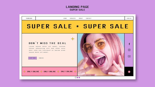 サングラススーパーセールのランディングページテンプレート