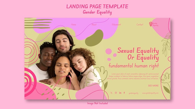 PSD landing page template gender equality simple sweet color pink and green