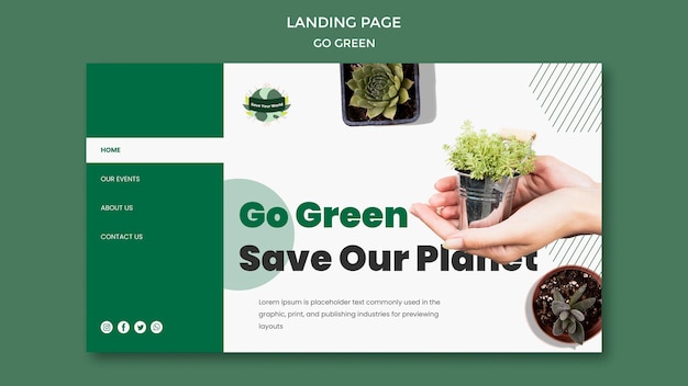 PSD landing page template for going green and eco-friendly