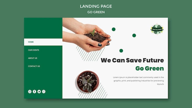 PSD landing page template for going green and eco-friendly