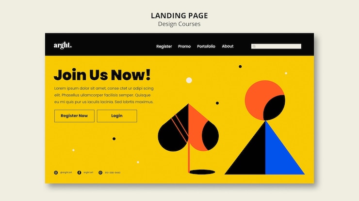 PSD landing page template for graphic design classes
