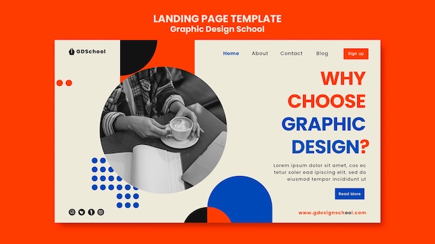 PSD landing page template for graphic design school