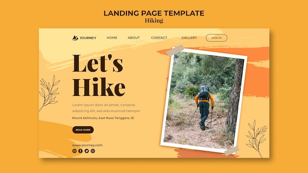 Landing page template for hiking