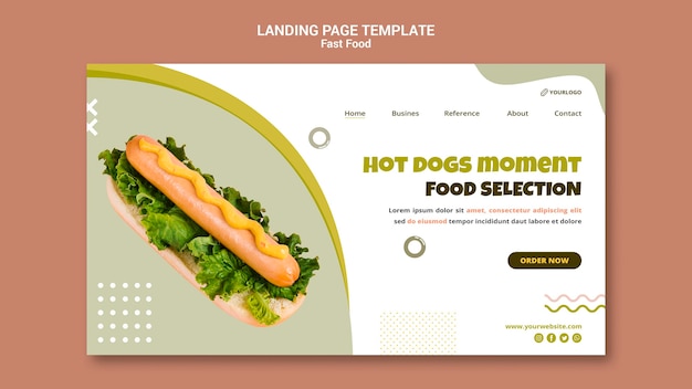 Landing page template for hot dog restaurant