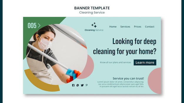 PSD landing page template for house cleaning company
