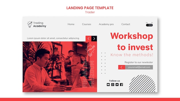 PSD landing page template for investment trader occupation