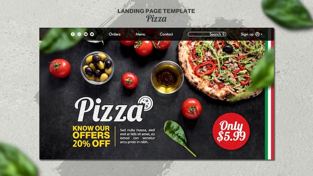 PSD landing page template for italian pizza restaurant