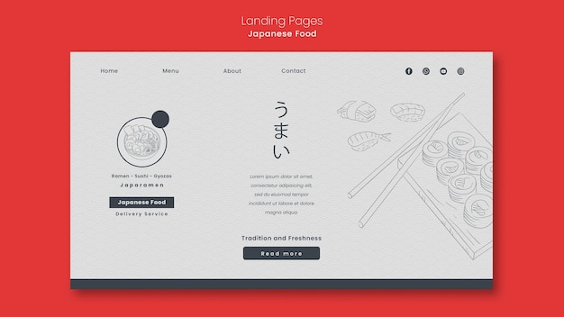 PSD landing page template for japanese food restaurant