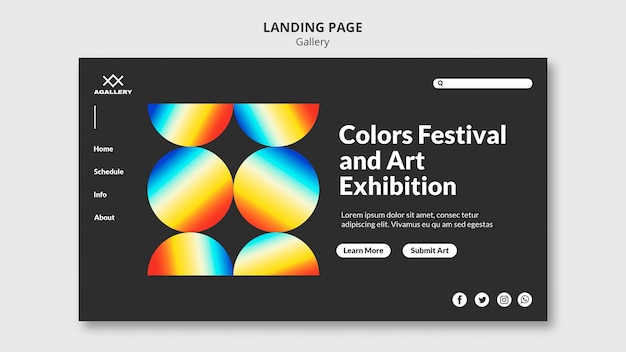 Landing page template for modern art exposition