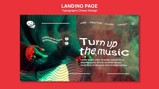 PSD landing page template for music with man and fog