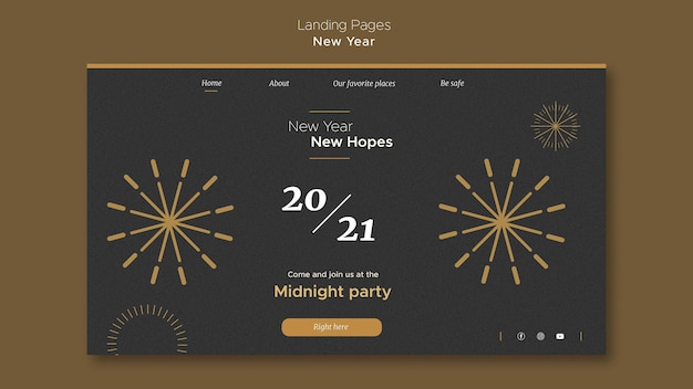 Landing page template for new year's midnight party