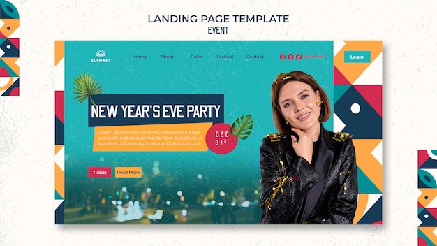 PSD landing page template for new years eve party