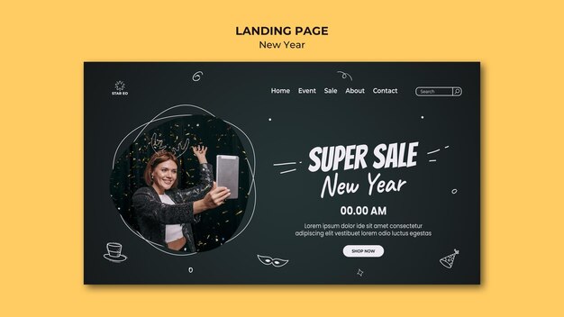 Modello di pagina di destinazione per la festa di capodanno