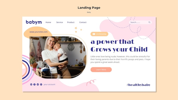 Landing page template for newborn baby