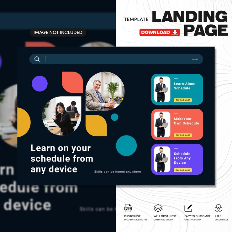 PSD landing page template for online courses