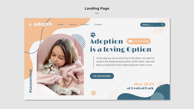 PSD landing page template for pet adoption