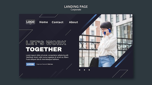 Landing page template for professional business corporation