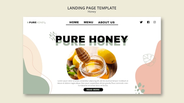 PSD landing page template for pure honey