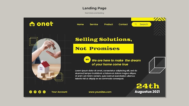 PSD landing page template for real estate and building