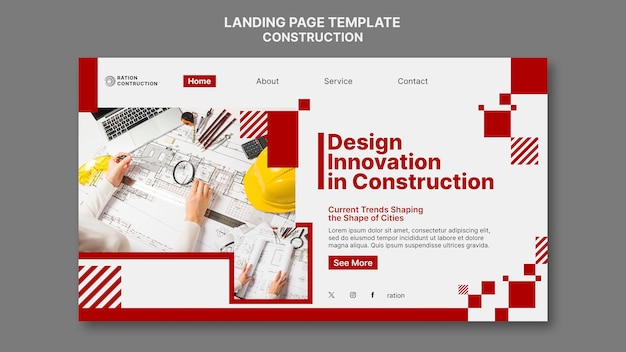 Landing page template red construction