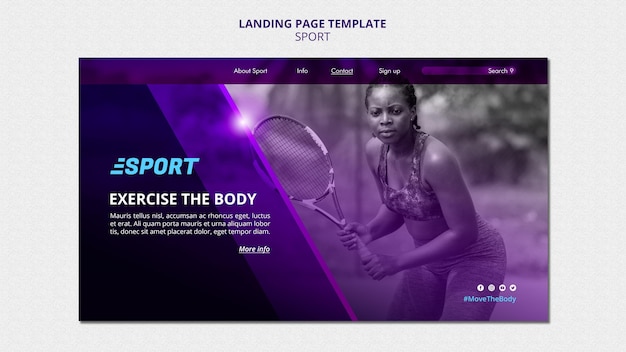 PSD landing page template for sporting activities