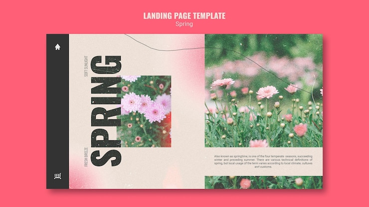 PSD landing page template for springtime with flowers