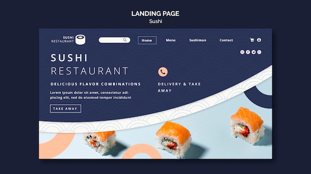 PSD modello di pagina di destinazione per ristorante sushi