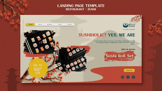 PSD modello di pagina di destinazione per ristorante di sushi