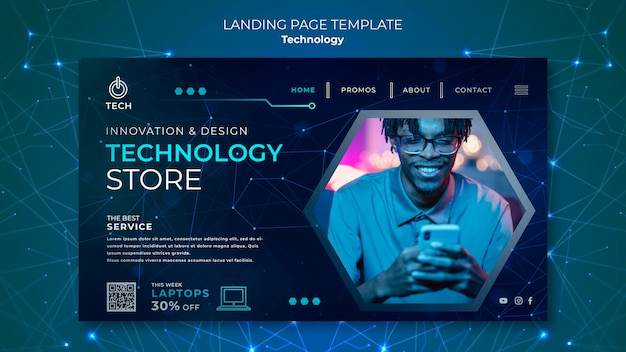 PSD landing page template for techno store