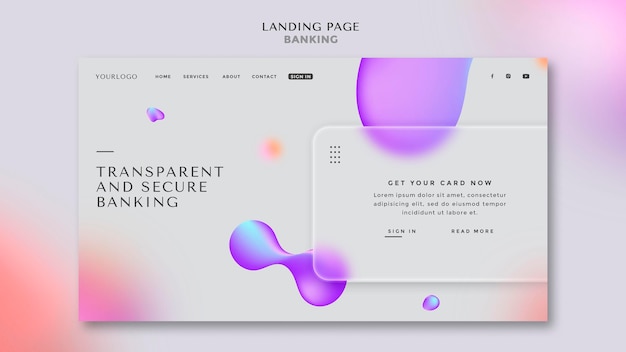 Landing page template for transparent and safe banking