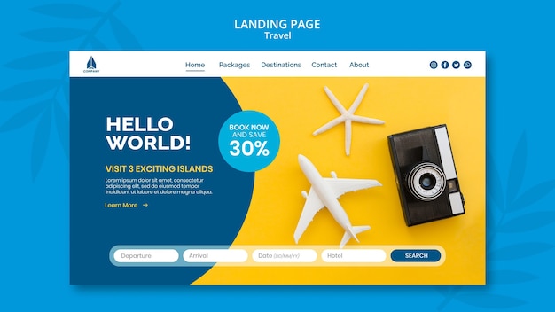 PSD landing page template for vacation traveling