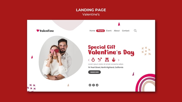 Landing page template for valentine's day with couple