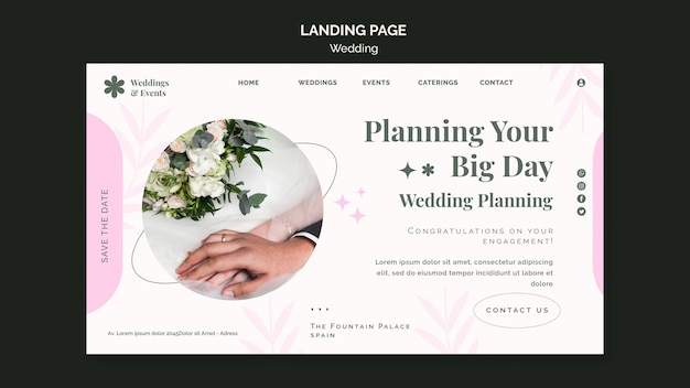 PSD landing page template for wedding