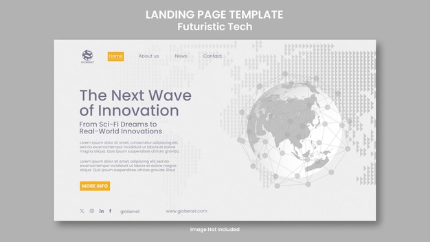 PSD landing page template bianca tecnologia futuristica