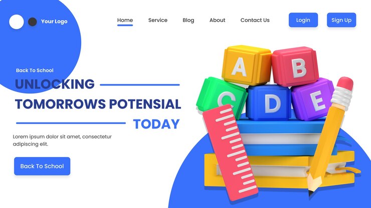 PSD landing page template with 3d rendered books object