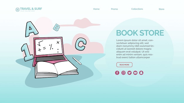 PSD landing page template with book store