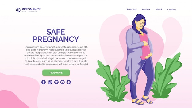 PSD landing page template with pregnant concept