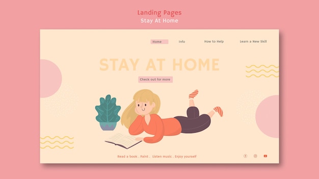 Landing page template with stay at home during pandemic