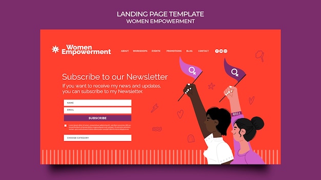 PSD landing page template for women empowerment