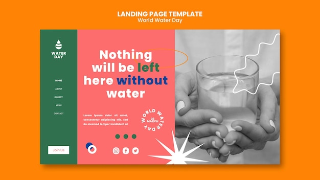 landing page template for world water day celebration