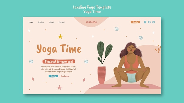 Modello di pagina di destinazione per il tempo dello yoga